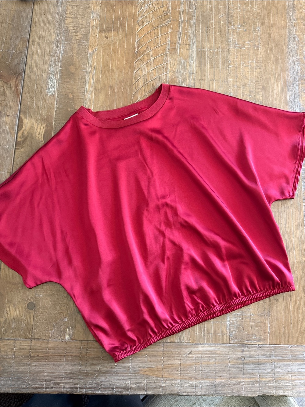 a new day Red Satin Cropped Tee